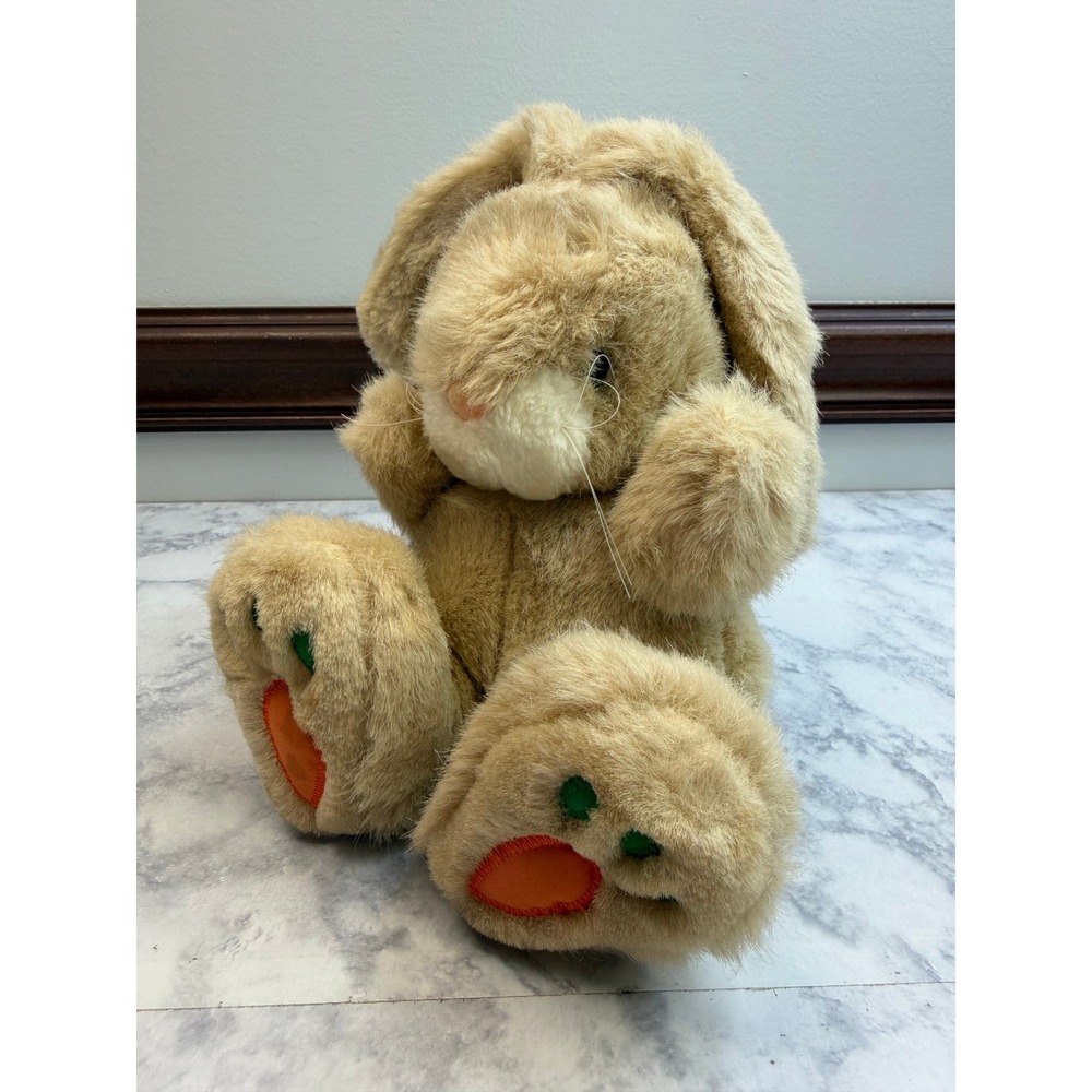 Vintage Chosun Tan Bunny Rabbit Plush Carrot Paws Stuffed Animal Easter 9 Inch